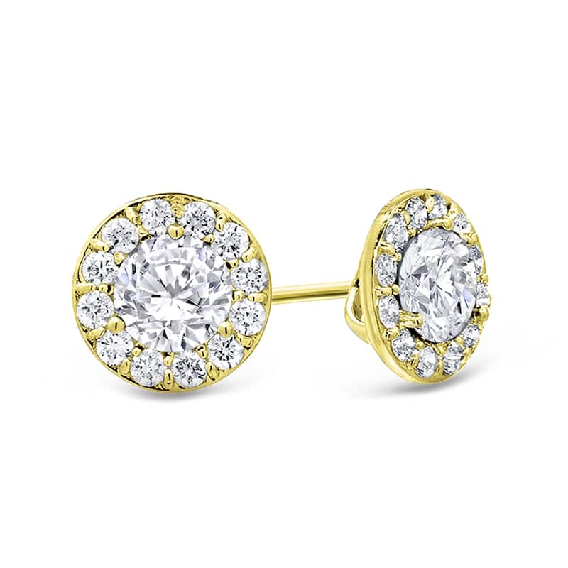 Auriya 14k Gold 1ctw Round Halo Diamond Stud Earrings