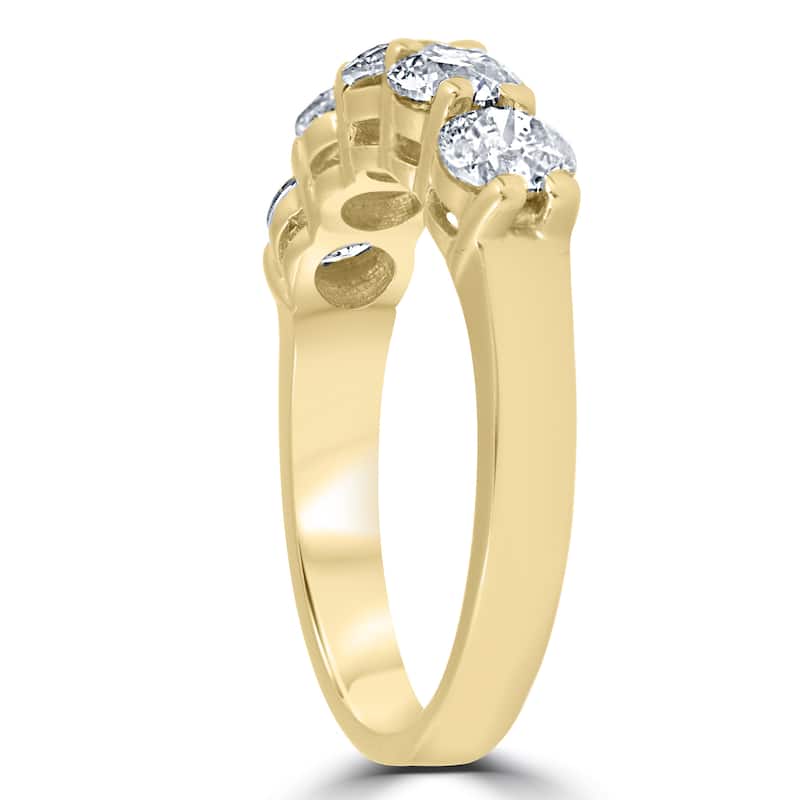 14K Yellow Gold 2 ct TDW Round Cut Diamond Five Stone Wedding Anniversary Womens Ring - White