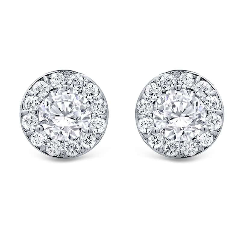 Auriya 14k Gold 1 1/2ctw Round Halo Diamond Stud Earrings