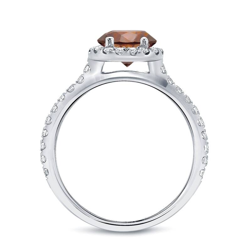 Auriya 1 1/3ctw Round Halo Brown Diamond Engagement Ring 14k Gold