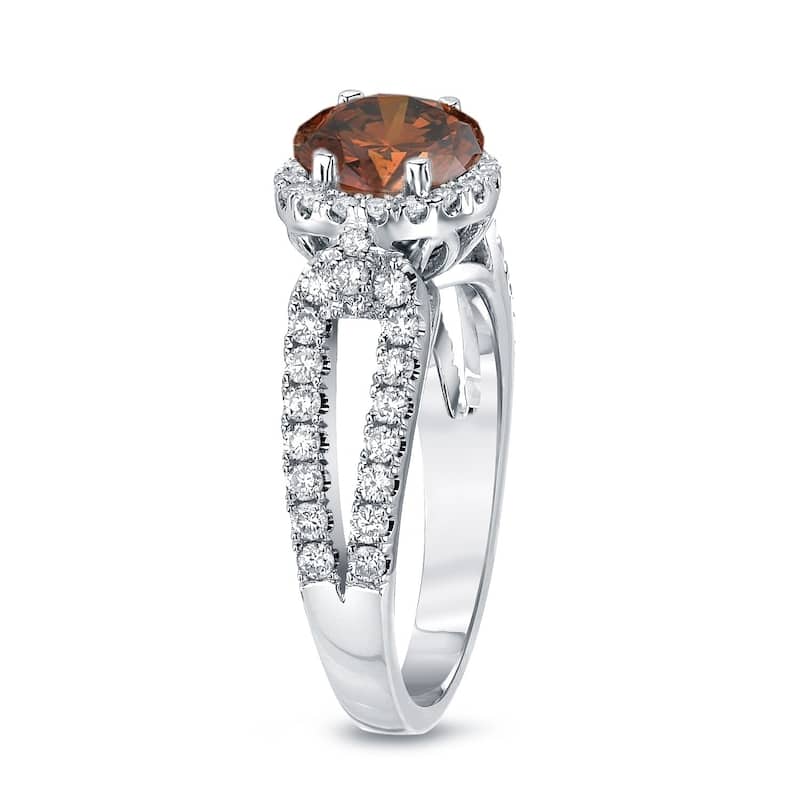 Auriya Round 1 carat TW Halo Brown Diamond Engagement Ring 14k Gold (H-I, SI2-SI3)