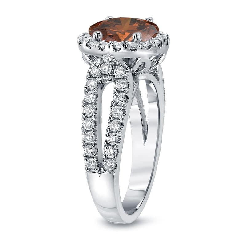 Auriya Round 2 1/3ctw Halo Brown Diamond Engagement Ring 14k Gold