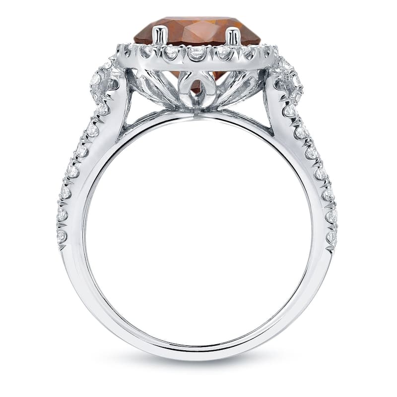Auriya Round 2 1/3ctw Halo Brown Diamond Engagement Ring 14k Gold