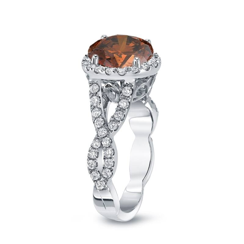 Auriya Twisted Split Shank 2 3/4ctw Halo Brown Diamond Engagement Ring 14K Gold (H-I, SI2-SI3)