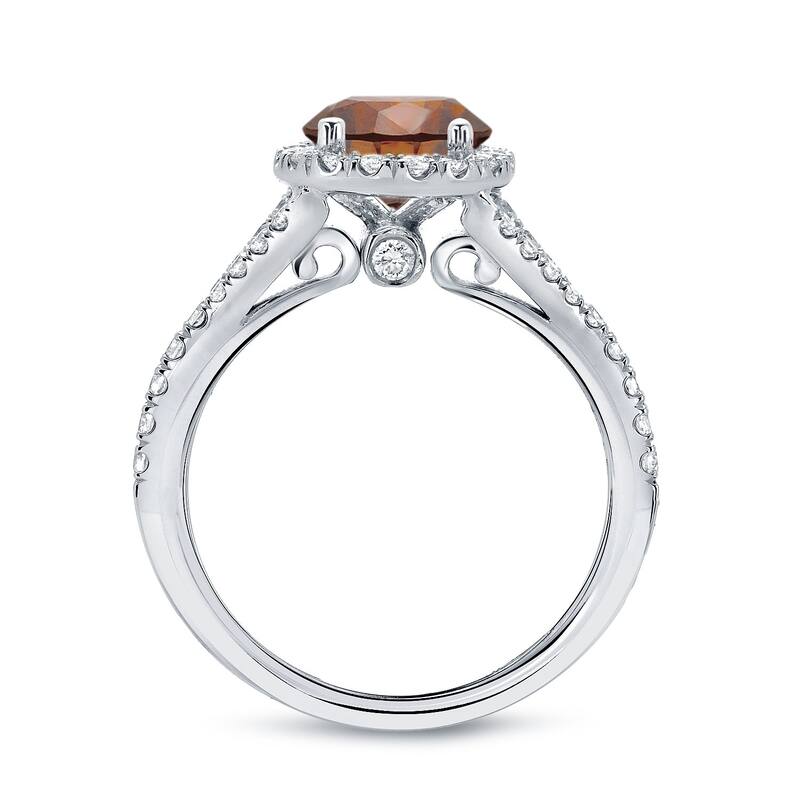 Auriya 2ctw Round Brown Diamond Halo Engagement Ring 14k Gold