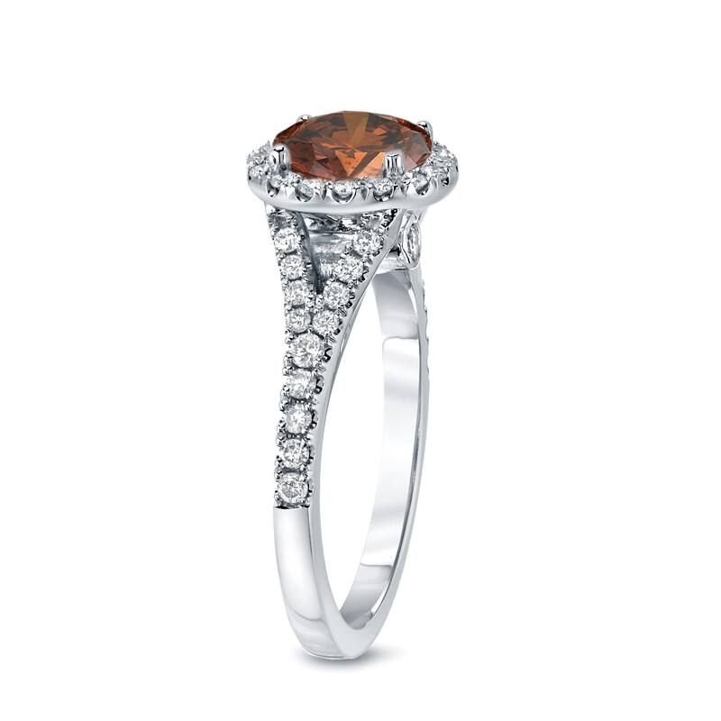Auriya 2ctw Round Brown Diamond Halo Engagement Ring 14k Gold