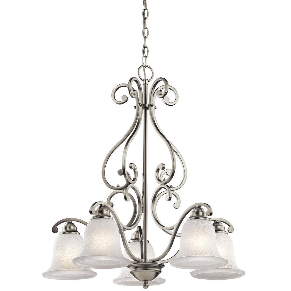 5 Light Brushed Nickel Chandelier with Globe Clear Glass Shades 5 Light Brushed Nickel Chandelier with Globe Clear Glass Shades