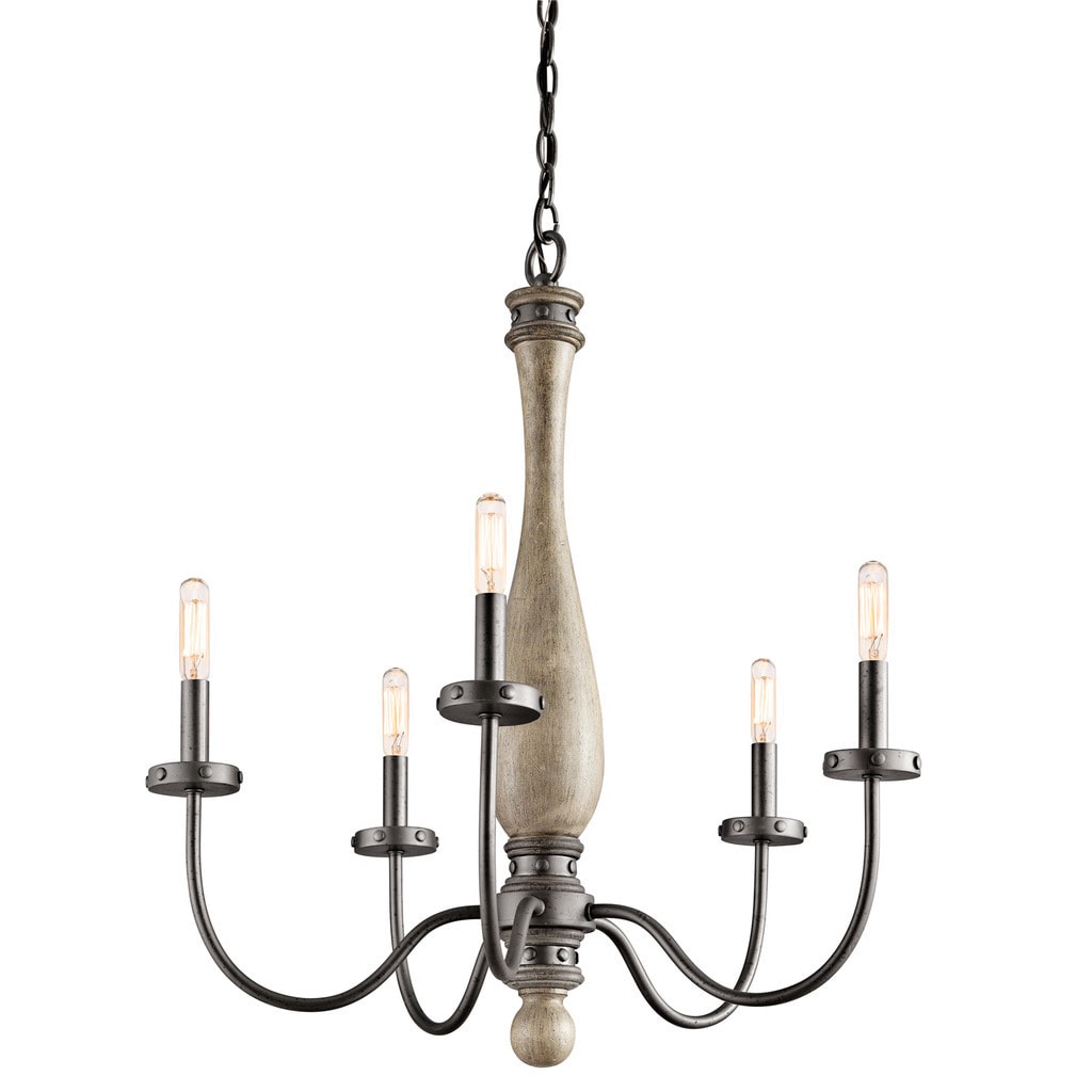 Kichler Lighting Evan Collection 5-light Distressed Antique Grey Chandelier - Chandeliers For Bedrooms by Overstock.com