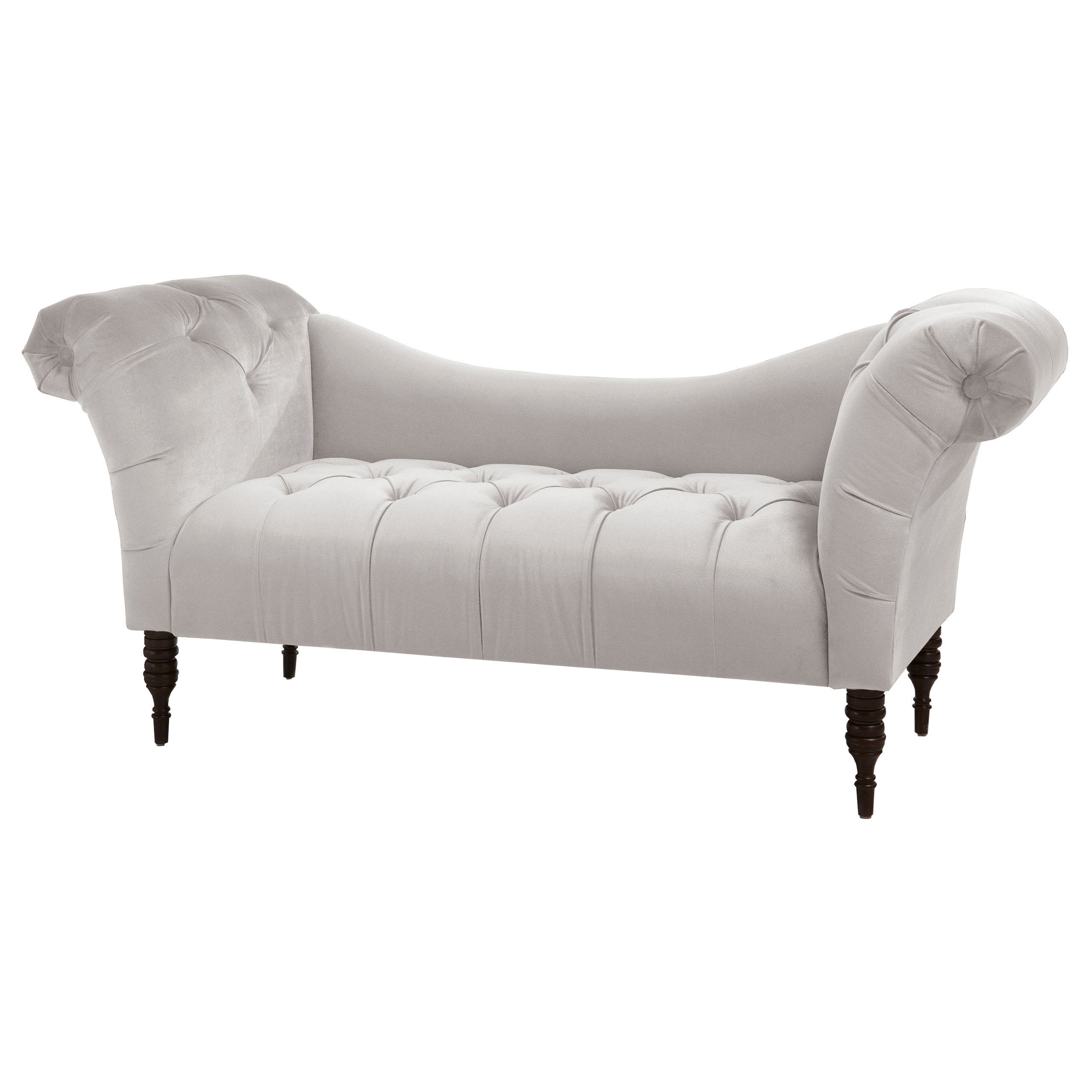 gray tufted velvet chaise