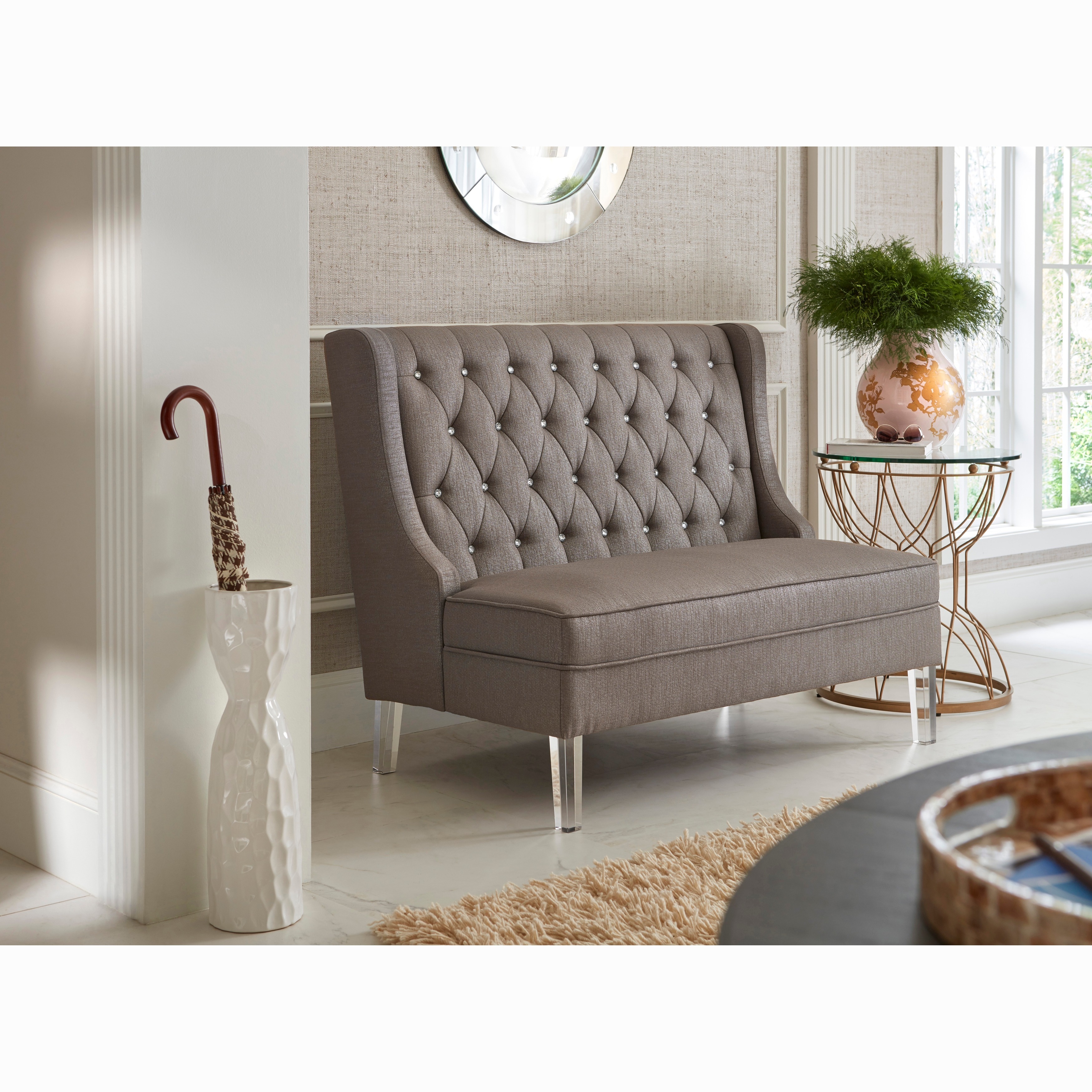 grey banquette bench