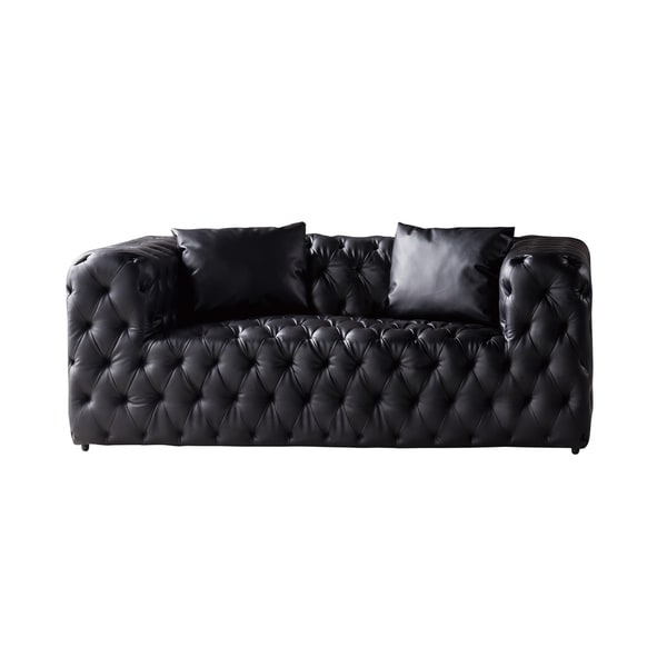 Black Faux Leather Loveseat