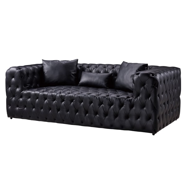 shop black faux leather sofa - free shipping today