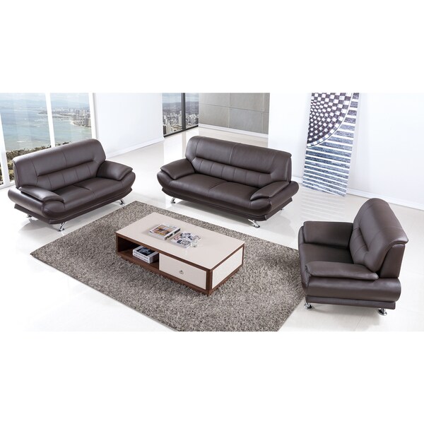 Dark Chocolate Genuine Leather Sofa Set