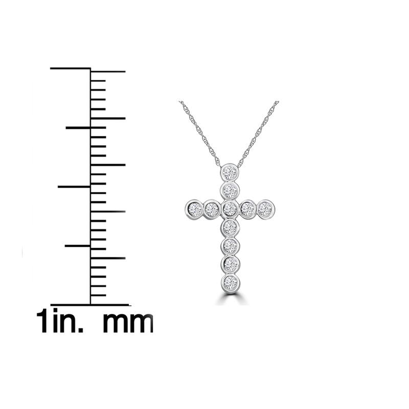 14k White Gold 3/4ct TDW Diamond Bezel Cross Pendant