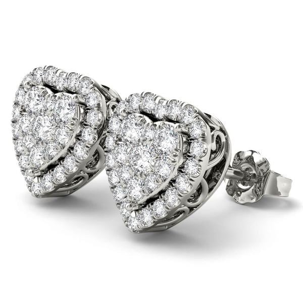 De Couer Igi Certified 14k White Gold 1 2ct Tdw Diamond Heart De Couer Igi Certified 14k White Gold 1 2ct Tdw Diamond Heart Shape Earrings