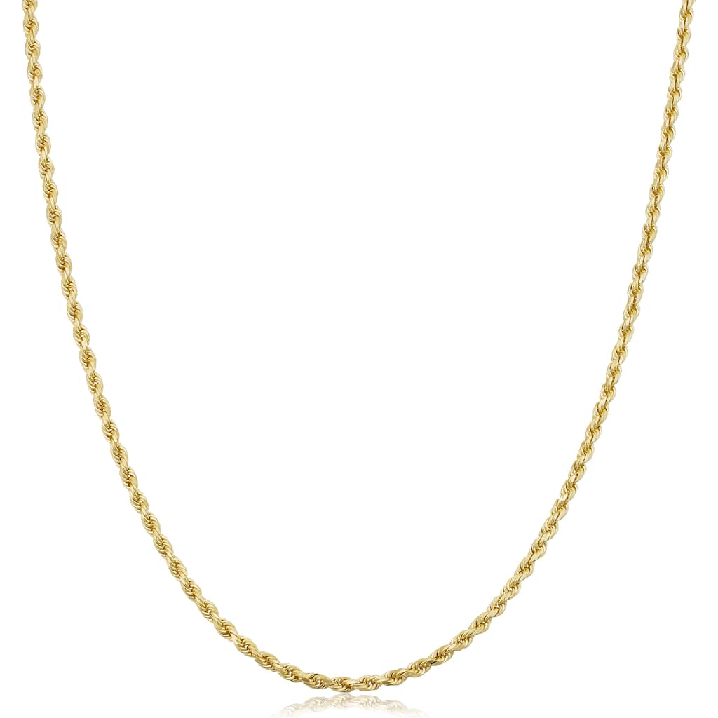 Fremada 10k Yellow Gold 1.9 millimiter Semi Solid Rope Chain 14 - 30-inch Necklace
