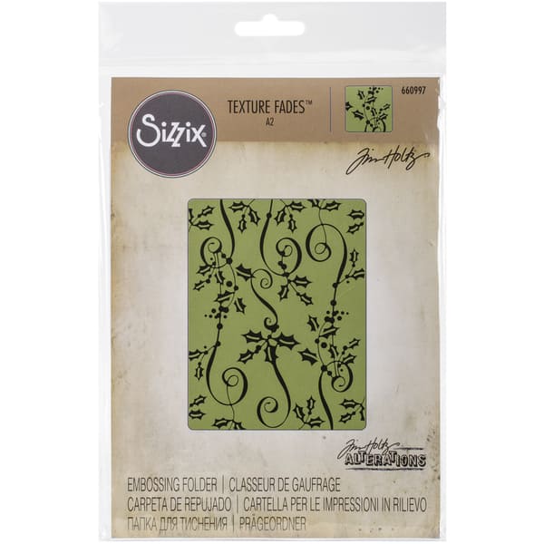 Sizzix Texture Fades Embossing Folder - Holly Ribbon