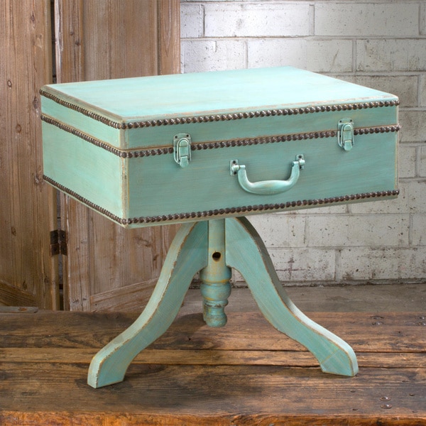 Teal Blue Wood Vintage Suitcase Table Ships To Canada Teal Blue Wood Vintage Suitcase Table