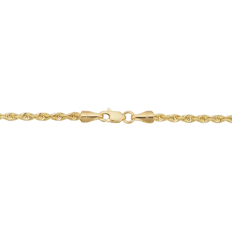 Fremada Unisex 10k Yellow Gold 2.6-mm Semi Solid Rope Chain Necklace (16 - 30 inches)