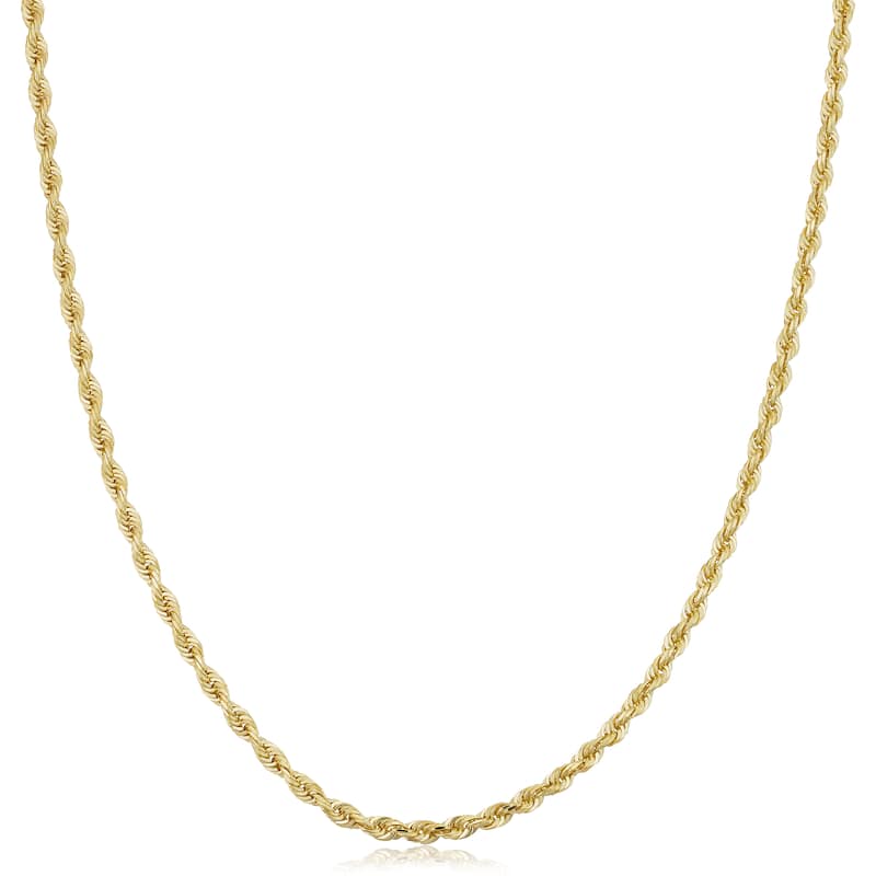 Fremada Unisex 10k Yellow Gold 2.6-mm Semi Solid Rope Chain Necklace (16 - 30 inches)