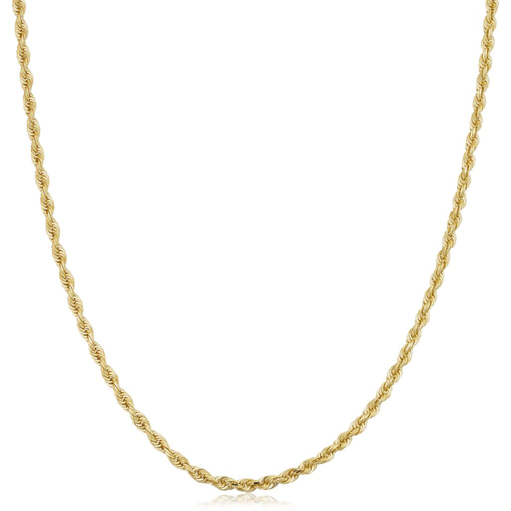 Fremada Unisex 10k Yellow Gold 2.6-mm Semi Solid Rope Chain Necklace (16 - 30 inches)