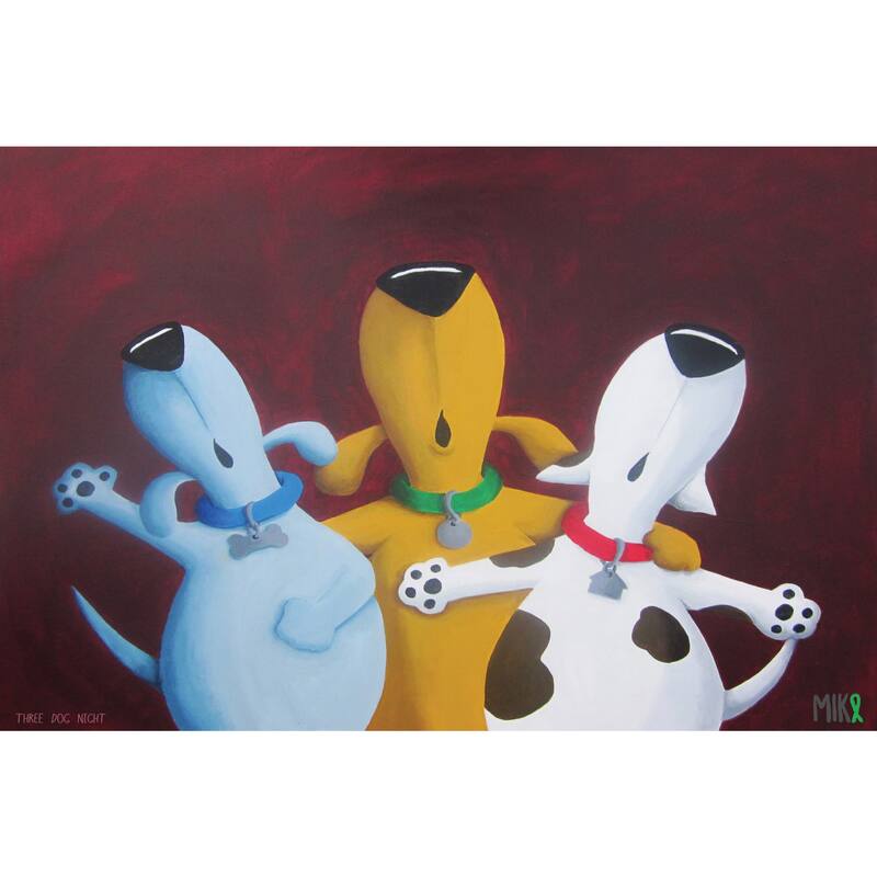 Marmont Hill - 'Three Dog Night' by Mike Taylor Painting Print on Wrapped Canvas - Multi-Color