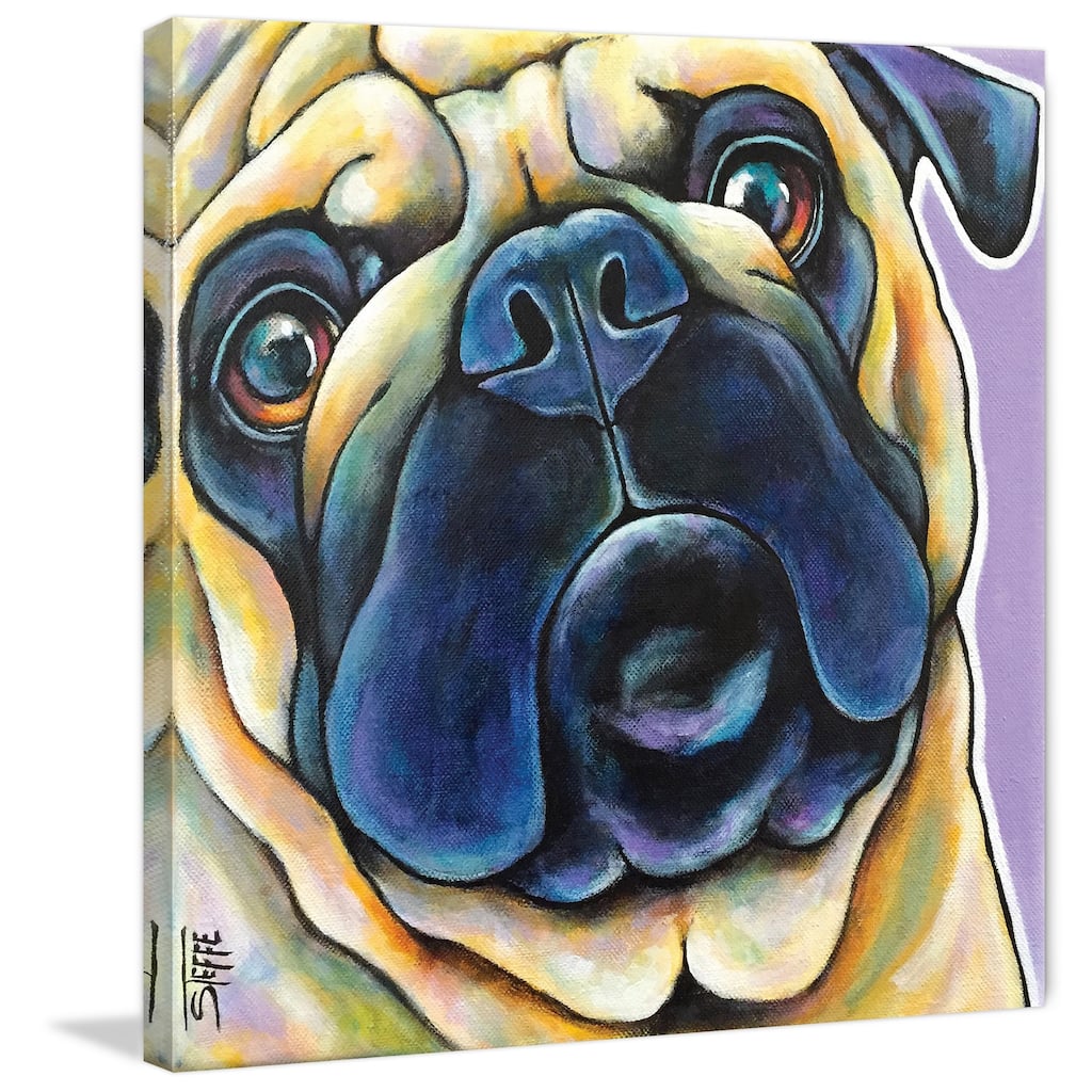 Marmont Hill - 'Pug Mug III' by Stephanie Gerace Painting Print on Wrapped Canvas - Multi-Color