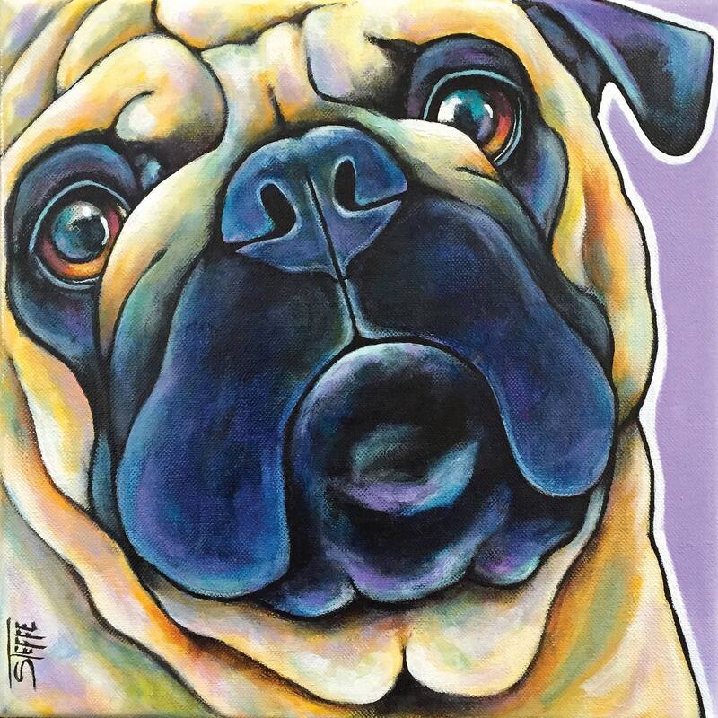 Marmont Hill - 'Pug Mug III' by Stephanie Gerace Painting Print on Wrapped Canvas - Multi-Color - 24 x 24