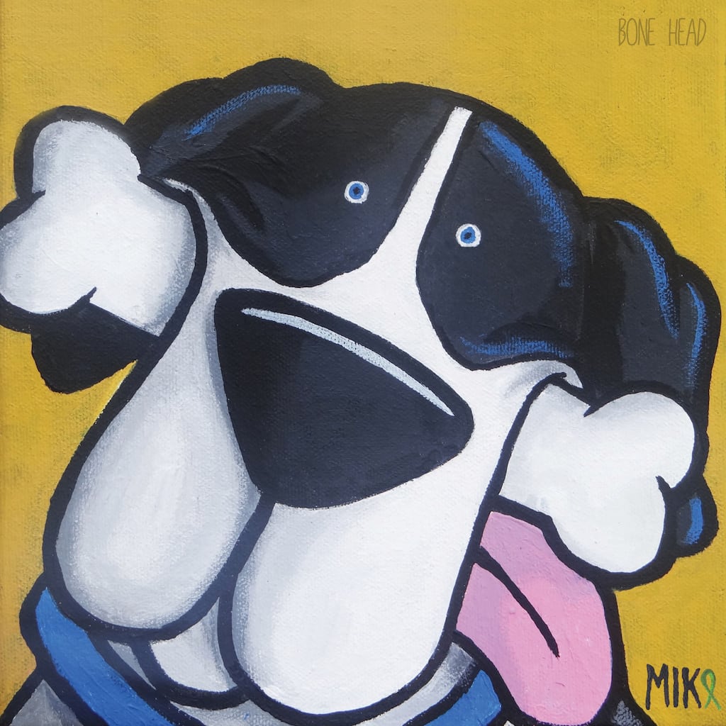 Marmont Hill - 'Bonehead Great Dane' by Mike Taylor Painting Print on Wrapped Canvas - Multi-Color