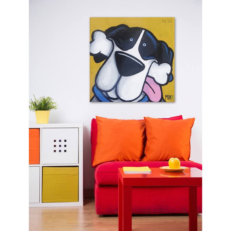 Marmont Hill - 'Bonehead Great Dane' by Mike Taylor Painting Print on Wrapped Canvas - Multi-Color