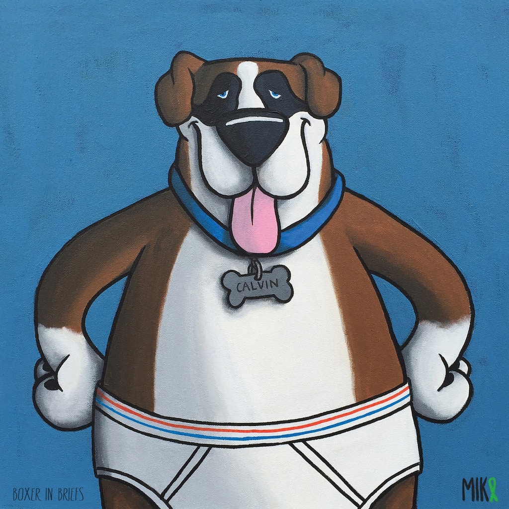 Marmont Hill - 'Boxer in Briefs' by Mike Taylor Painting Print on Wrapped Canvas - Multi-Color