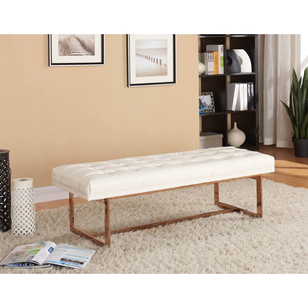 Gavin White Leather Bench
