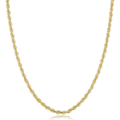 10k Yellow Gold Unisex 3.2-mm Semi Solid Rope Chain Necklace