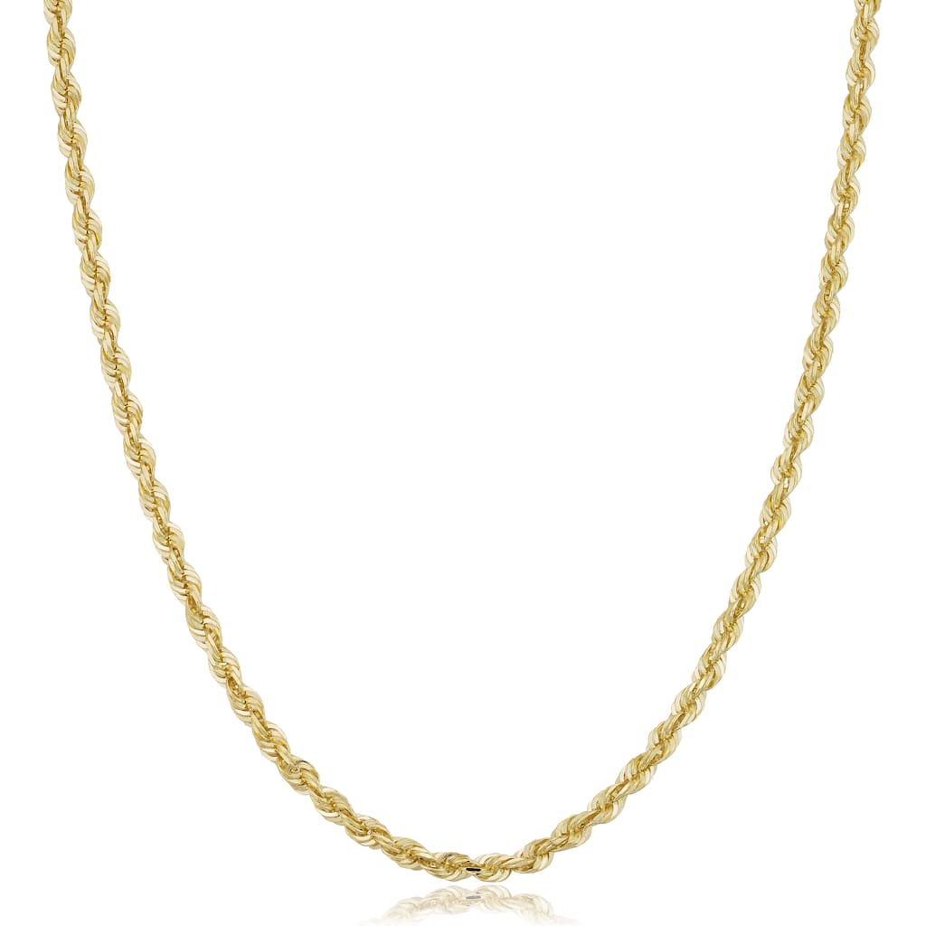 10k Yellow Gold Unisex 3.2-mm Semi Solid Rope Chain Necklace