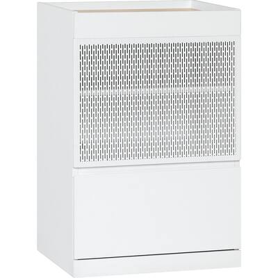 Voelkel Muto Collection Wood Cabinet with Pierced Metal Door
