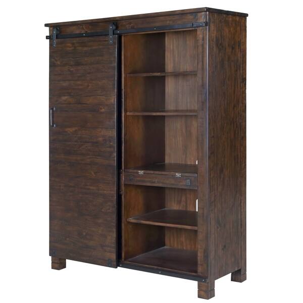 Shop Pine Hill Sliding Door Bookcase In Rustic Pine Free