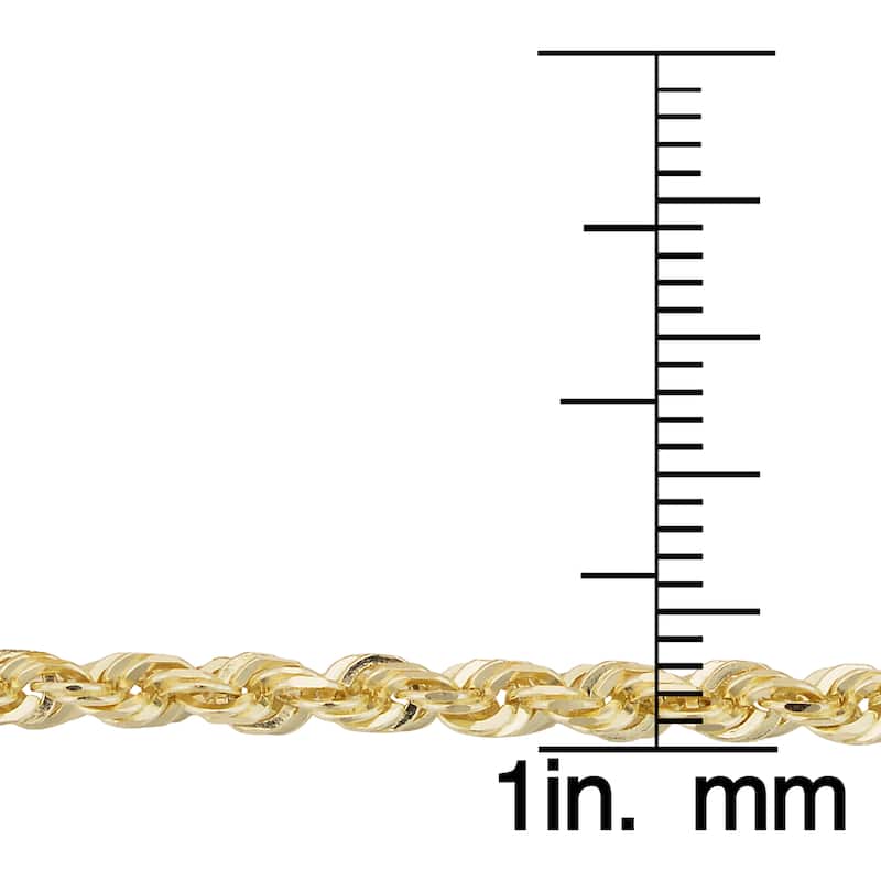 Fremada Unisex 10k Yellow Gold 3.8-mm Semi Solid Rope Chain Necklace (16 - 30 inches)