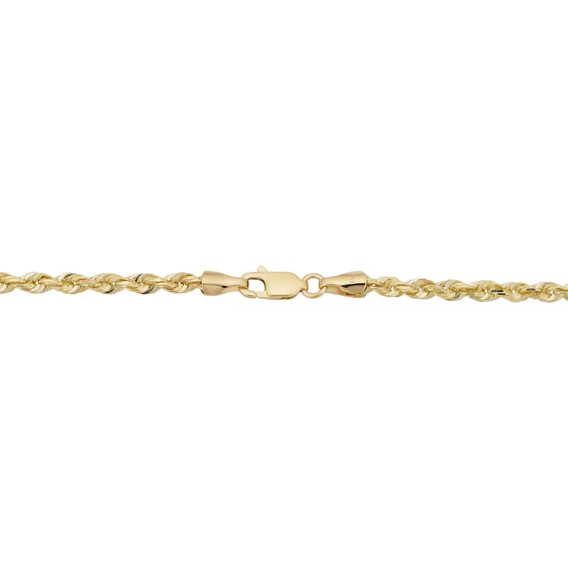 Fremada Unisex 10k Yellow Gold 3.8-mm Semi Solid Rope Chain Necklace (16 - 30 inches)