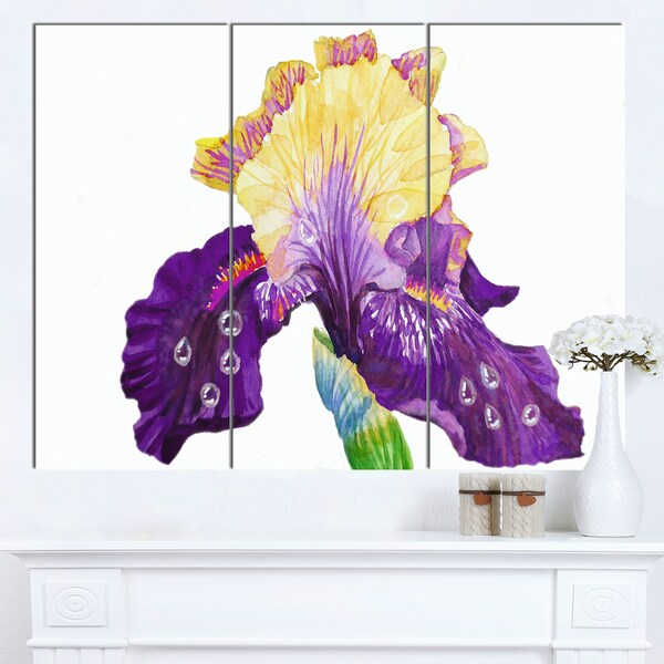 Shop Designart 'Blooming Blue Yellow Iris' Floral Wall Artwork on ...