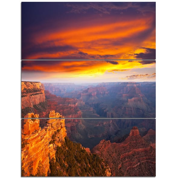 Designart Colorful Grand Canyon At Sunset Extra Large Landscape Canvas Art Orange