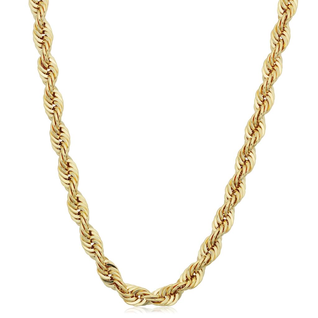 Fremada Men's 10k Yellow Gold 4.75-mm Semi Solid Rope Chain Necklace (20 - 30 inches)
