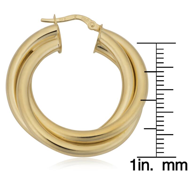 Fremada Italian 10k Yellow Gold 6x20-mm Triple Hoop Earrings