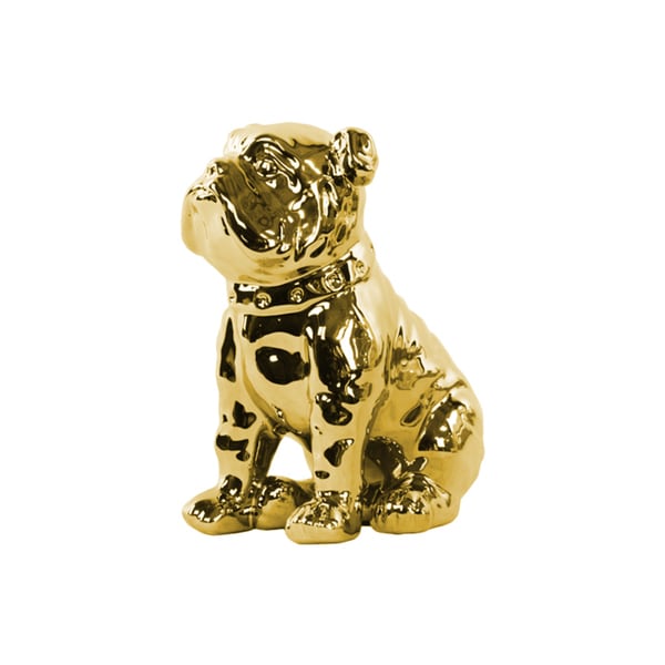 Urban Trends Collection Gold Finish Polished Chrome Ceramic Sitting British Bulldog Figurine