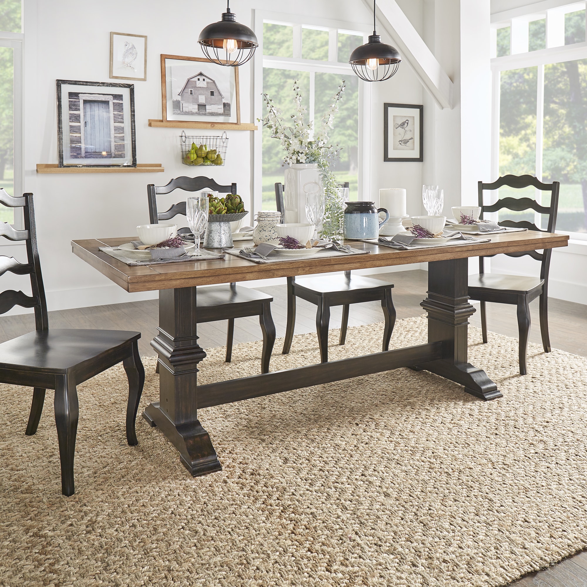 Eleanor Two Tone Rectangular Solid Wood Top Dining Table By Inspire Q Classic Ebay