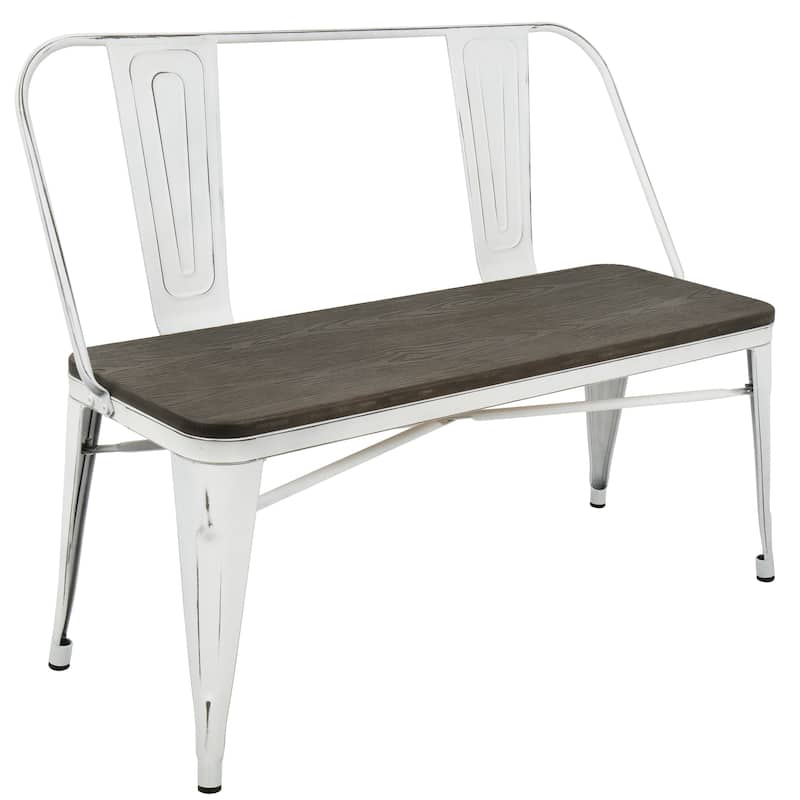 Carbon Loft Boyer Industrial Metal and Wood Dining/ Entryway Bench - vintage white/espresso