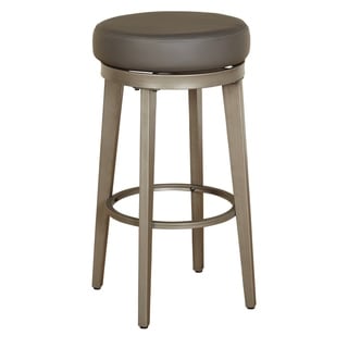 ANGELOHOME angelo:HOME Linden Brushed Grey Leather Swivel Stool (Set of 2) (Grey - Bar Height - 29-32 in.)
