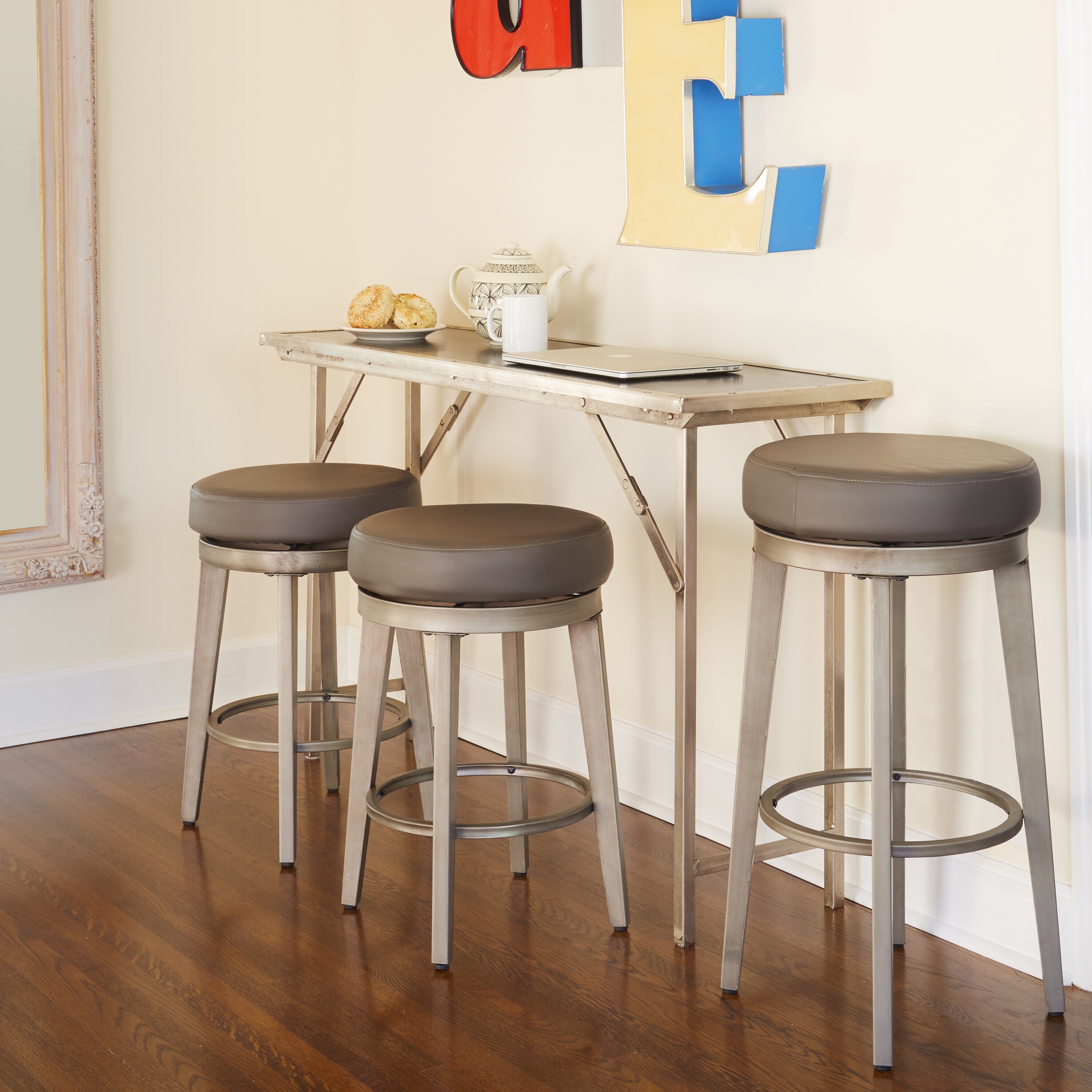 Shop Angelo Home Linden Leather Swivel Stool Set Of 2 On Sale