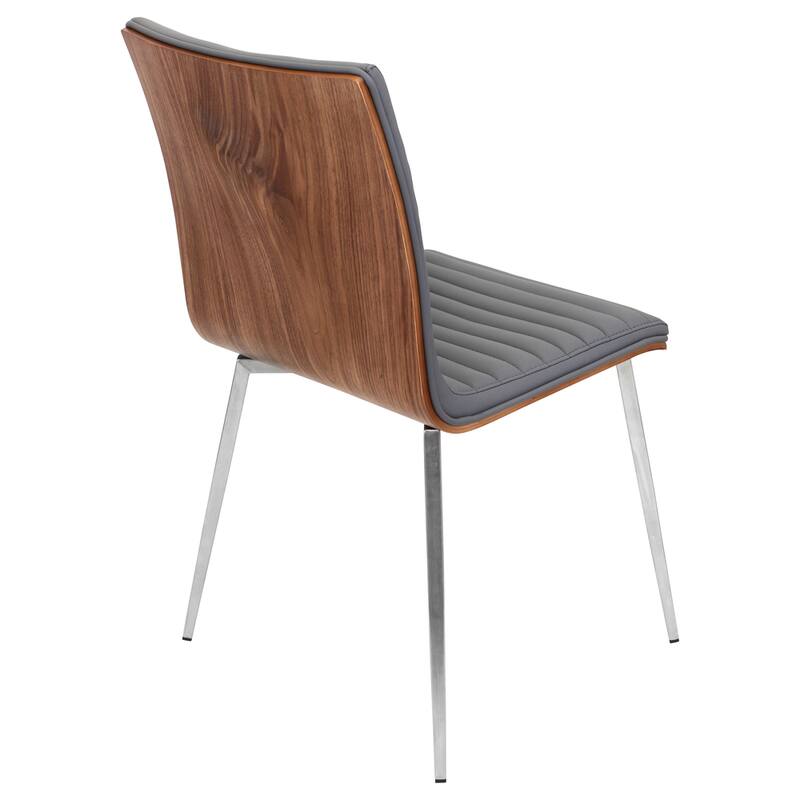 Mason Grey Swivel Chair Stainless Steel & Walnut Wood (Set of 2)