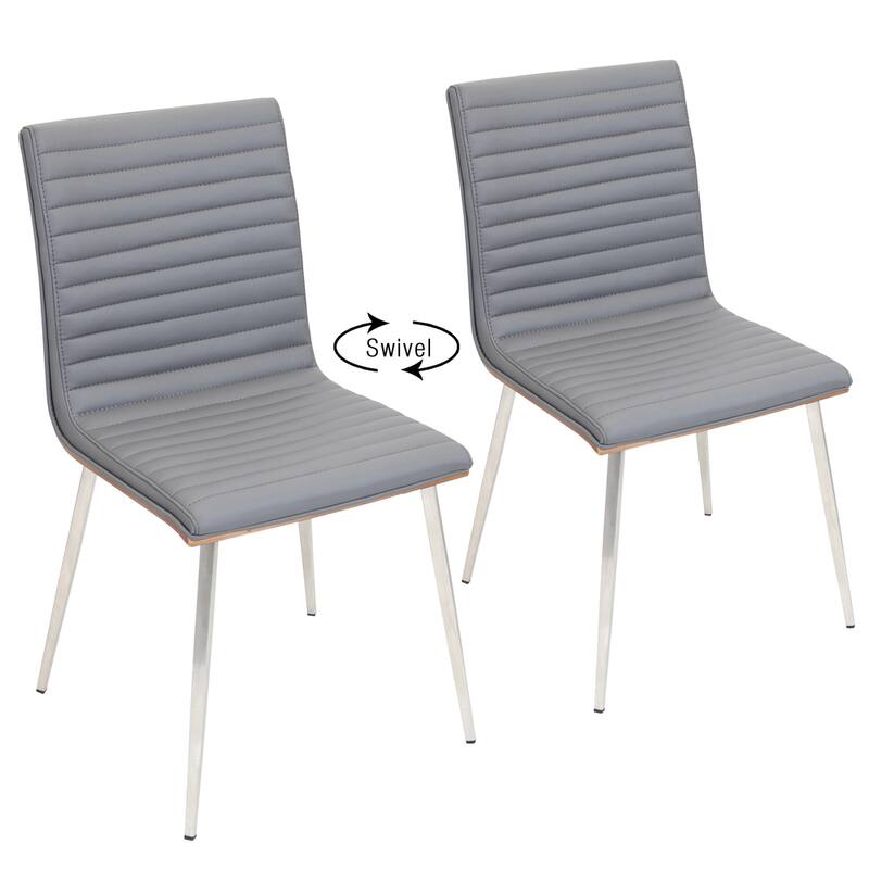 Mason Grey Swivel Chair Stainless Steel & Walnut Wood (Set of 2)