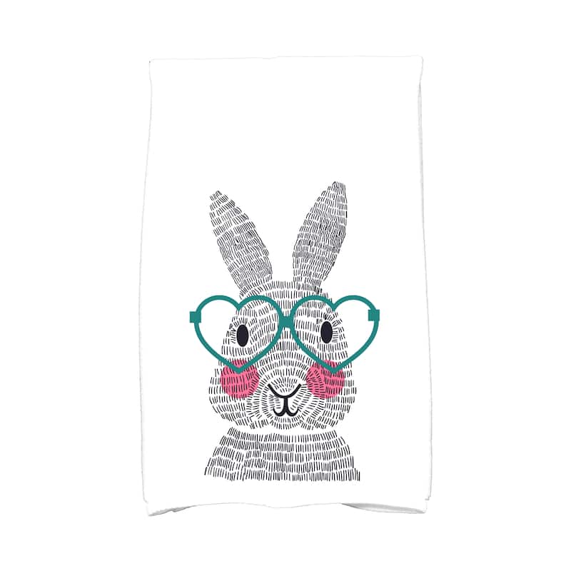 What's Up Bunny? Holiday Animal Print Kitchen Towel - Teal